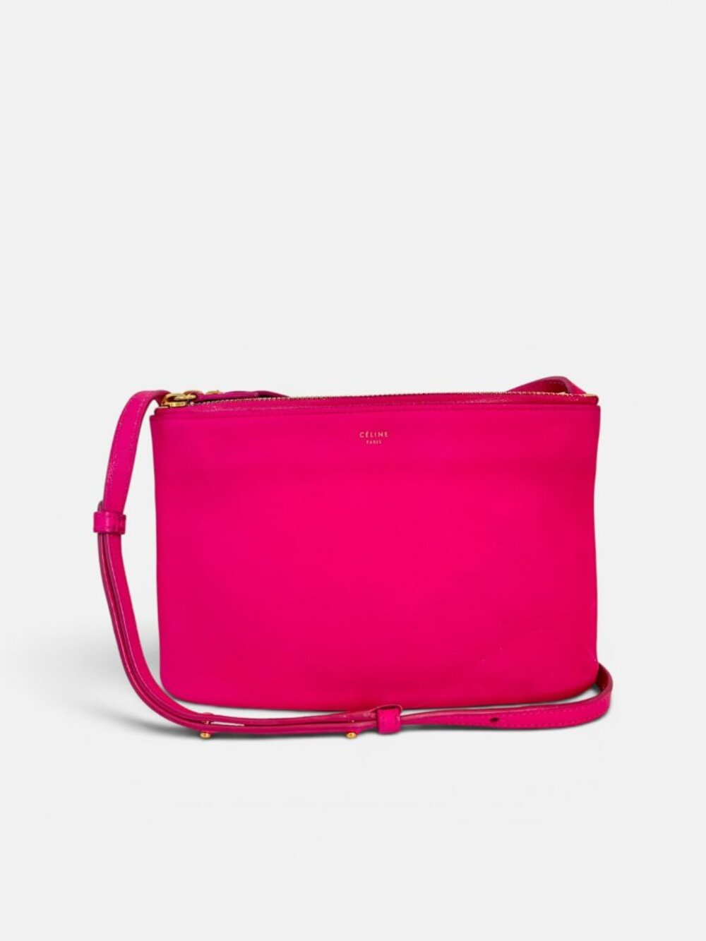 Celine Trio Crossbody Bag Pink Leather Triple Zip Shoulder Bag